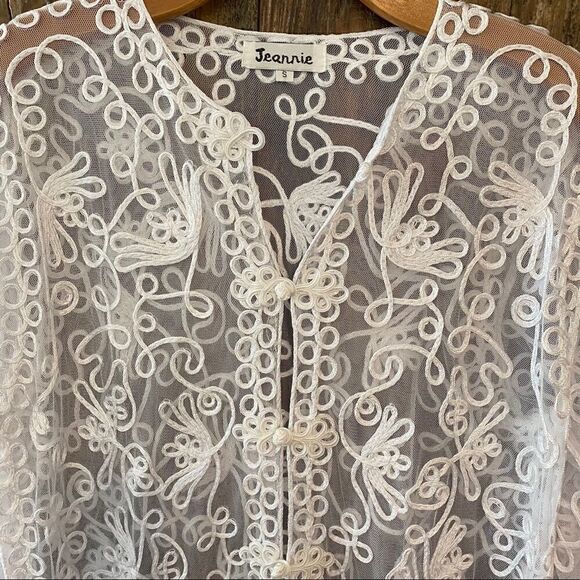 Jeannie S NWT Sheer White Lace Long Sleeve Swim Vacation Resort Cover-up - Picture 10 of 10